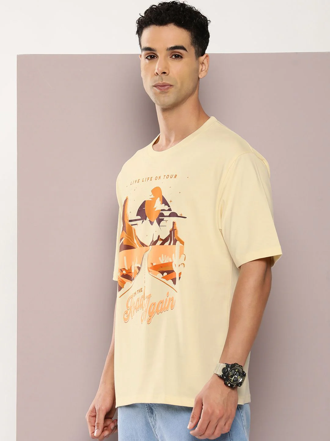 DILLINGER Men Graphic Printed Oversized Drop-Shoulder Sleeves Pure Cotton T-shirt - Image 3