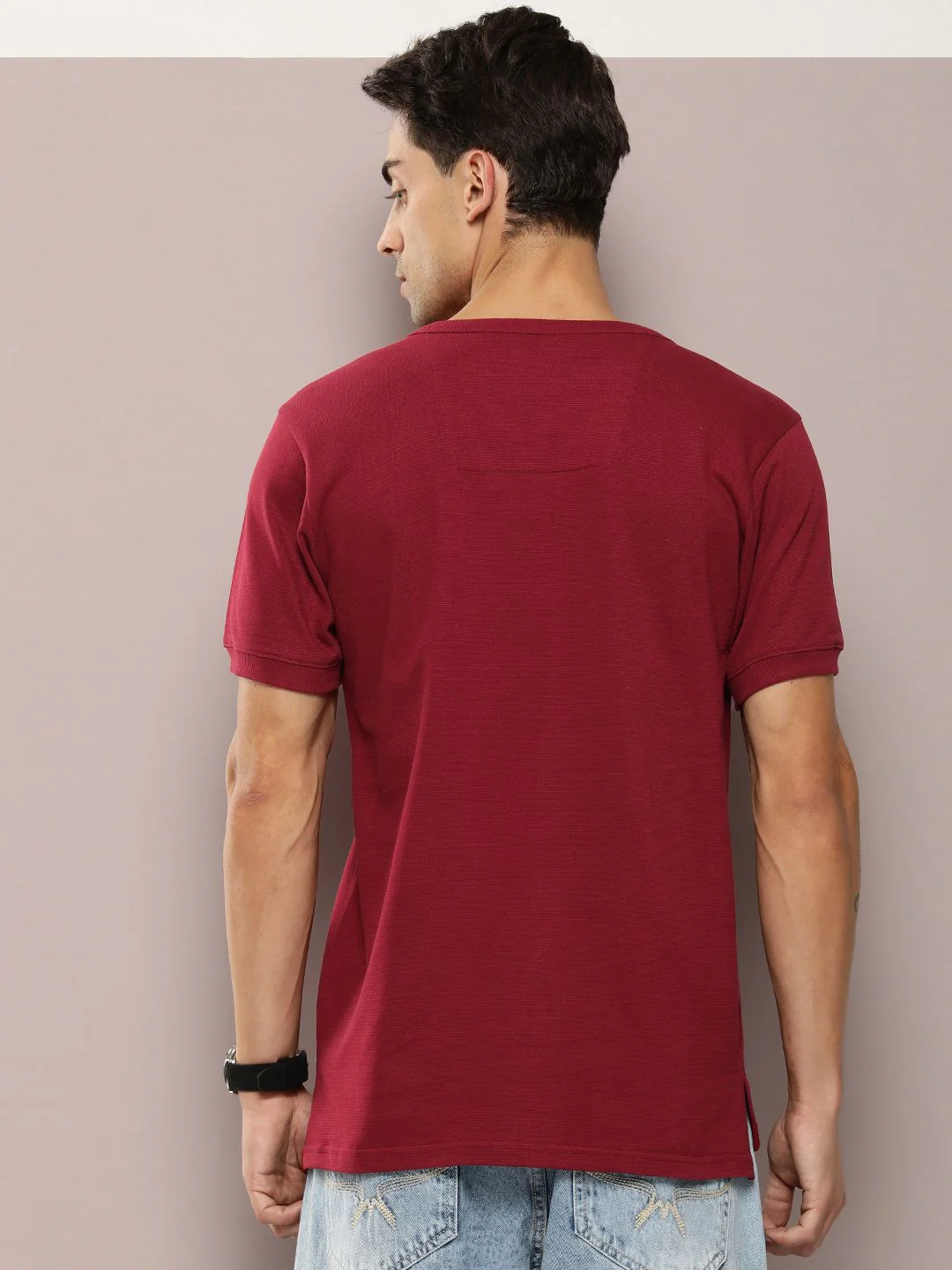 DILLINGER Men Henley Neck Honeycomb Structure T-shirt - Image 5