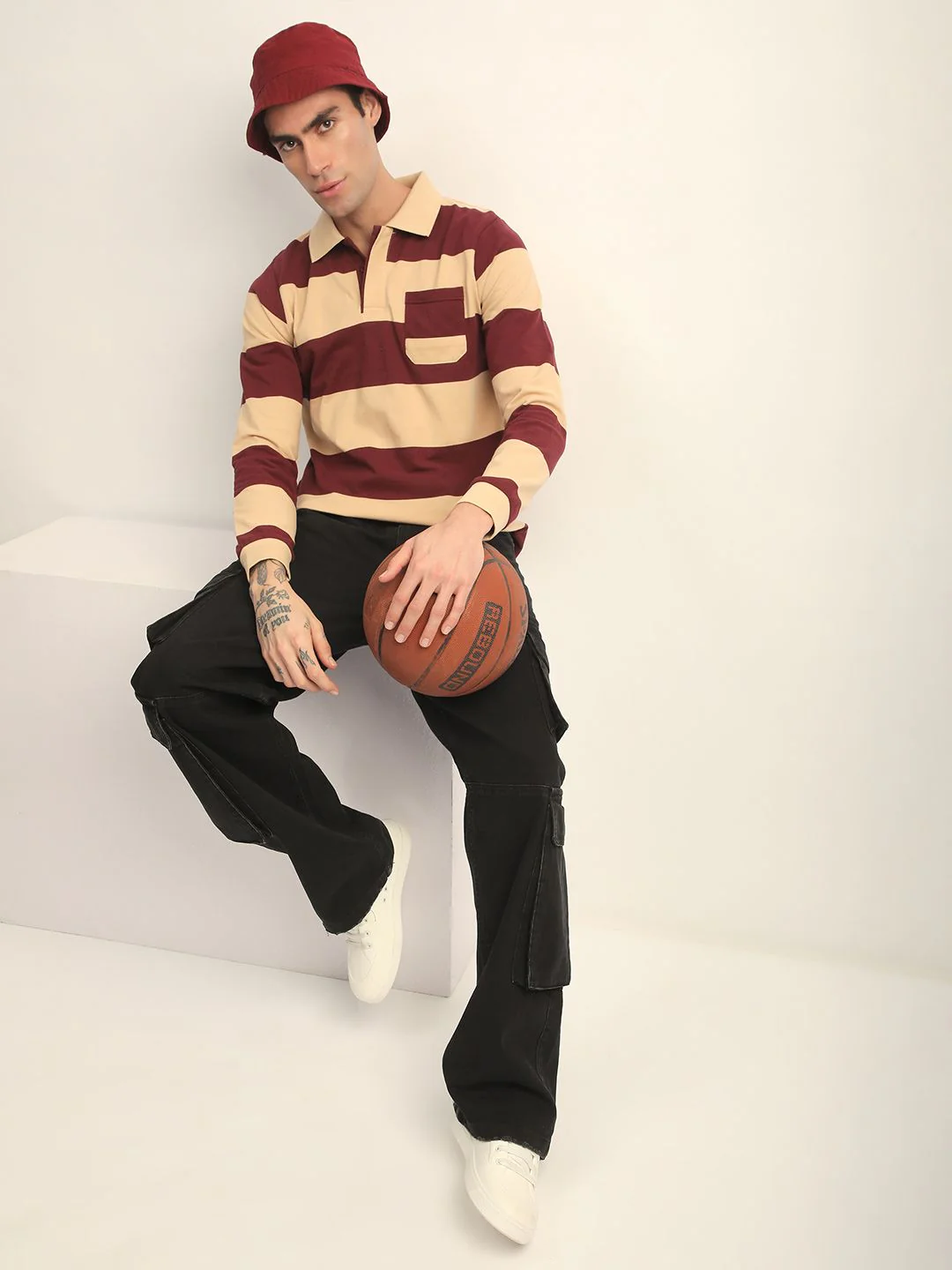 DILLINGER Men Long Sleeve Regular Fit Polo Striped Tshirt - Image 4