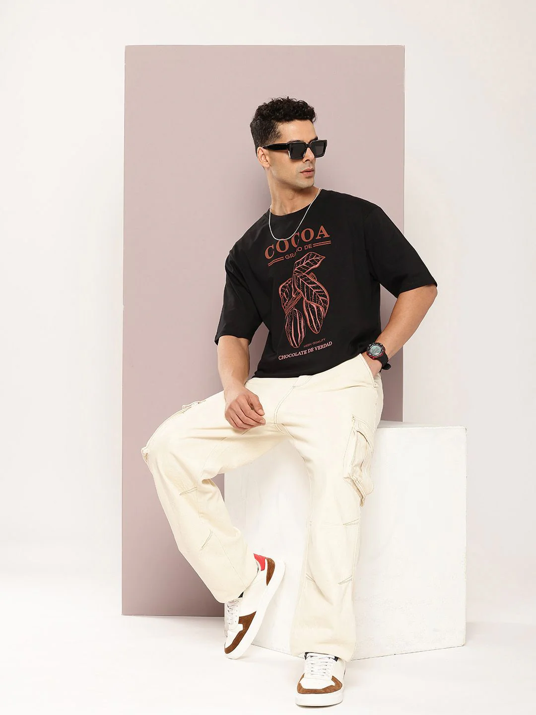 DILLINGER Men Printed Drop-Shoulder Sleeves Oversized Pure Cotton T-shirt - Image 4