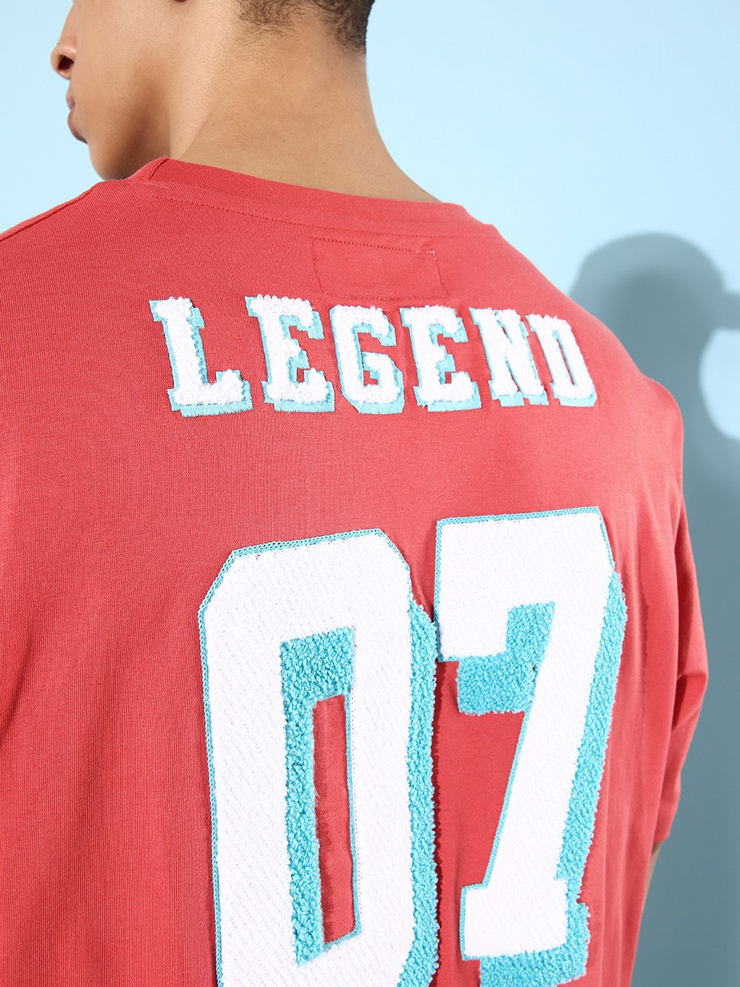 DILLINGER Men Red & White Typography Embroidered Oversize Pure Cotton T-shirt - Image 6
