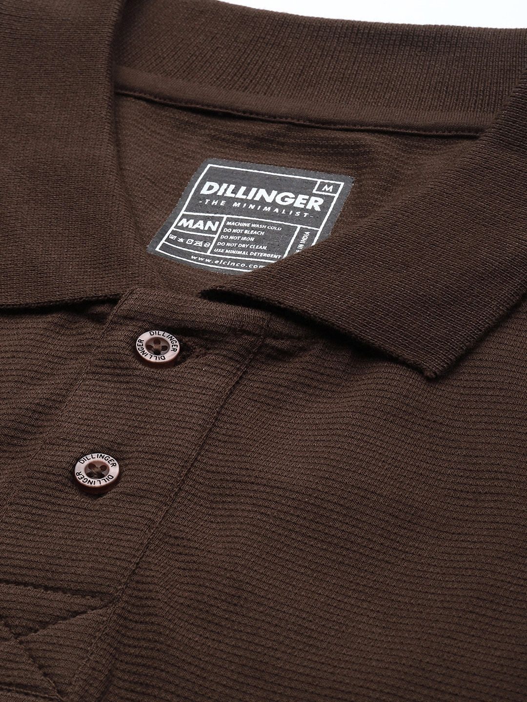 DILLINGER Men Solid Honeycomb Structure Oversized Pure Cotton Polo T-Shirt - Image 2
