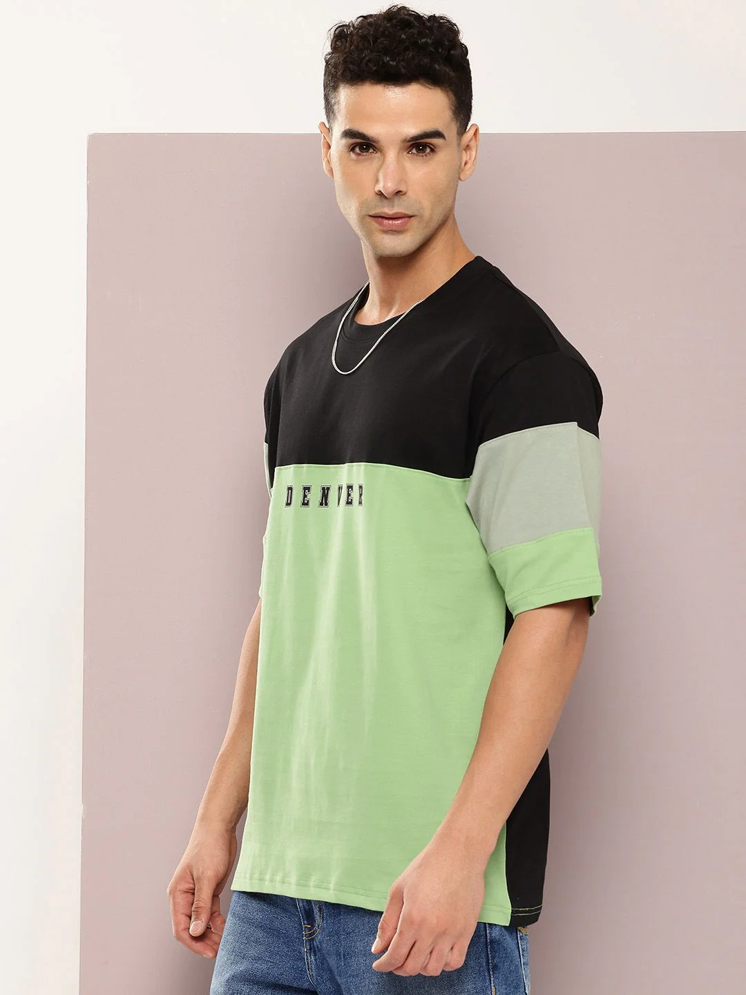 DILLINGER Men Typography Colourblocked Drop-Shoulder Sleeves Oversized Pure Cotton T-shirt - Image 3