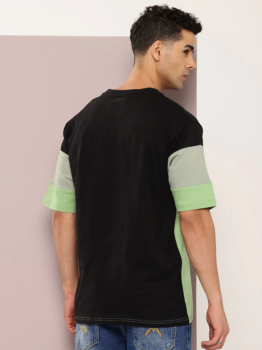 DILLINGER Men Typography Colourblocked Drop-Shoulder Sleeves Oversized Pure Cotton T-shirt - Image 5