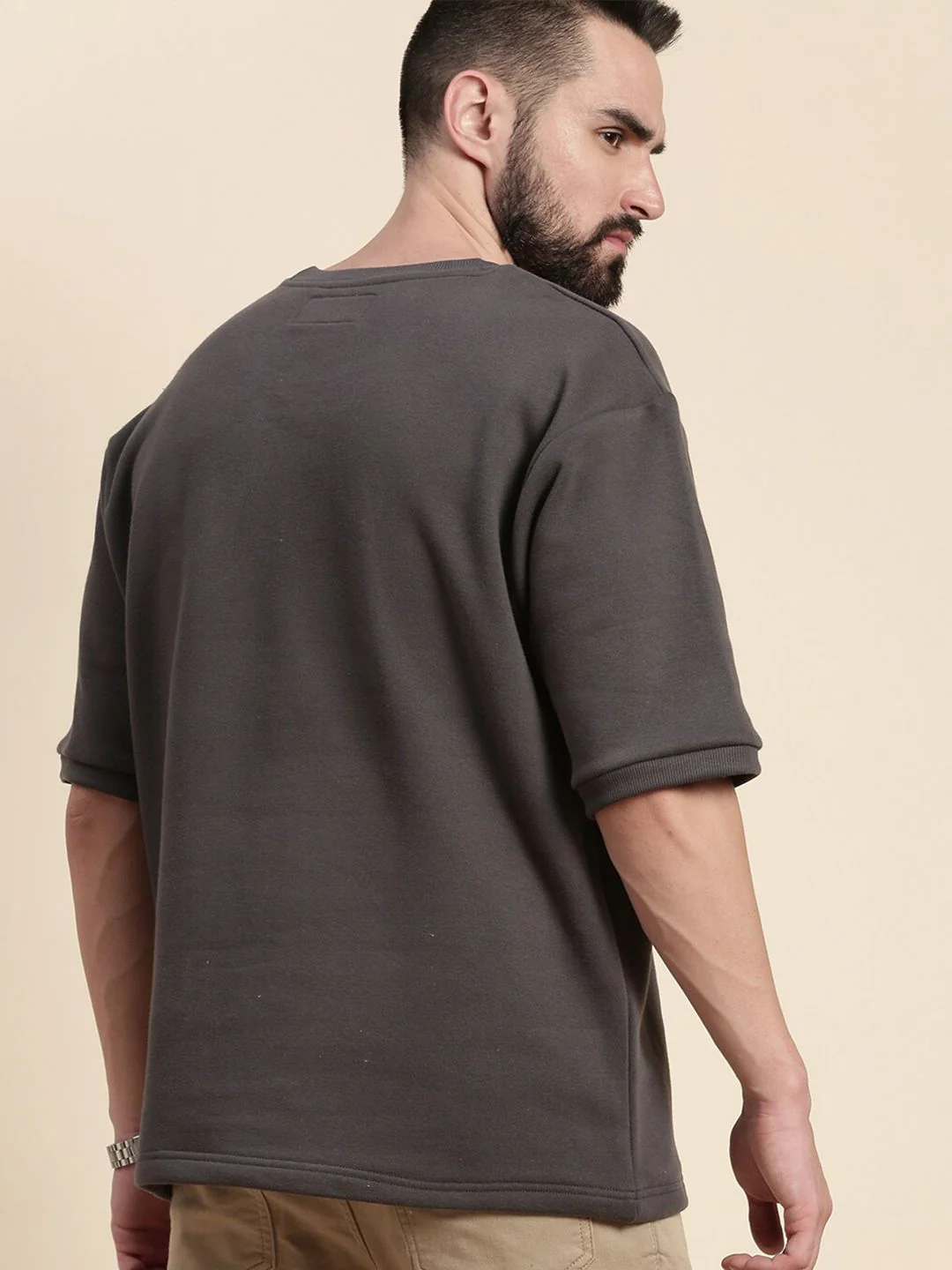 DILLINGER Round Neck Drop Shoulder Sleeves Longline Oversized Pullover Sweatshirt - Image 5