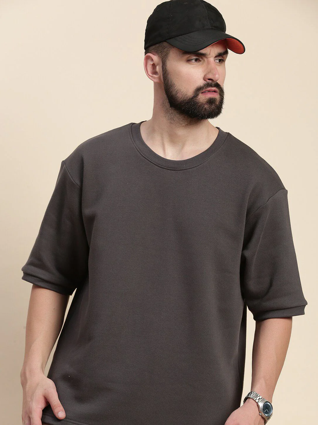 DILLINGER Round Neck Drop Shoulder Sleeves Longline Oversized Pullover Sweatshirt - Image 6