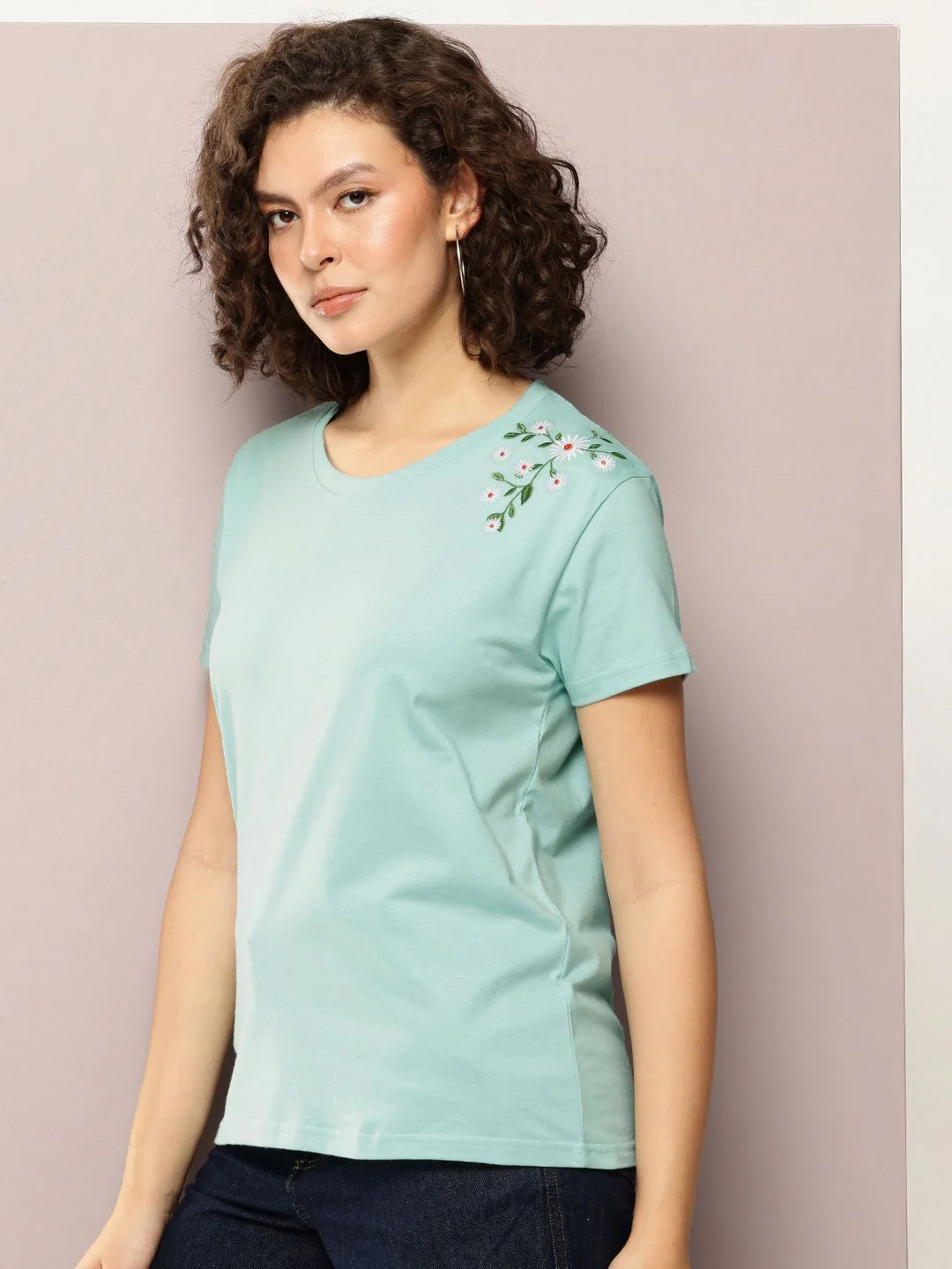 DILLINGER Women Boxy Regular Embroidery Crew Neck Tshirt - Image 3