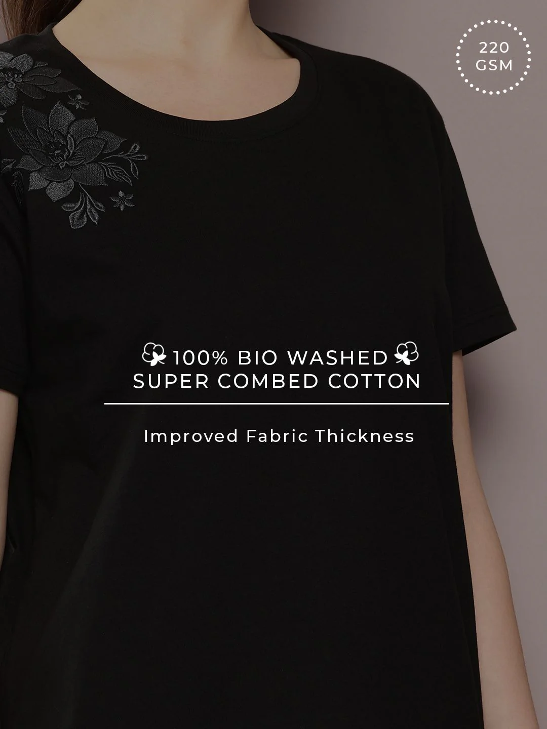 DILLINGER Women Boxy Regular Embroidery Crew Neck Tshirt - Image 6