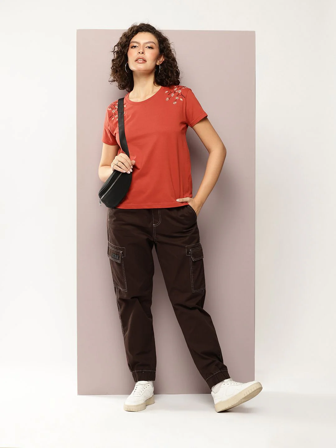 DILLINGER Women Boxy Regular Embroidery Crew Neck Tshirt - Image 4