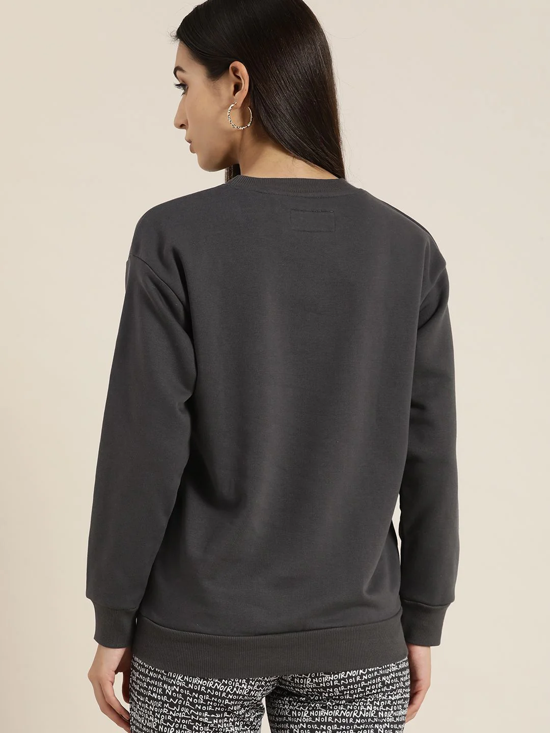 DILLINGER Women Charcoal Printed Oversized Sweatshirt - Image 4