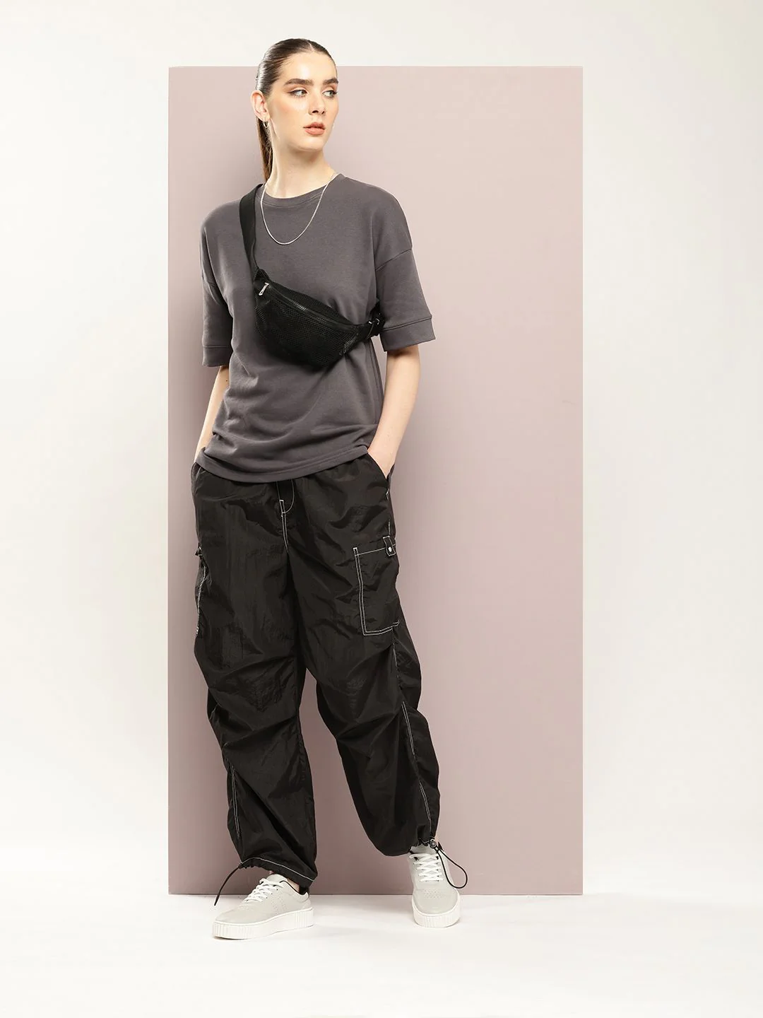 DILLINGER Women Oversized Drop Shoulder Ultra Soft Drapey Cotton Crew Neck T-Shirt - Image 4
