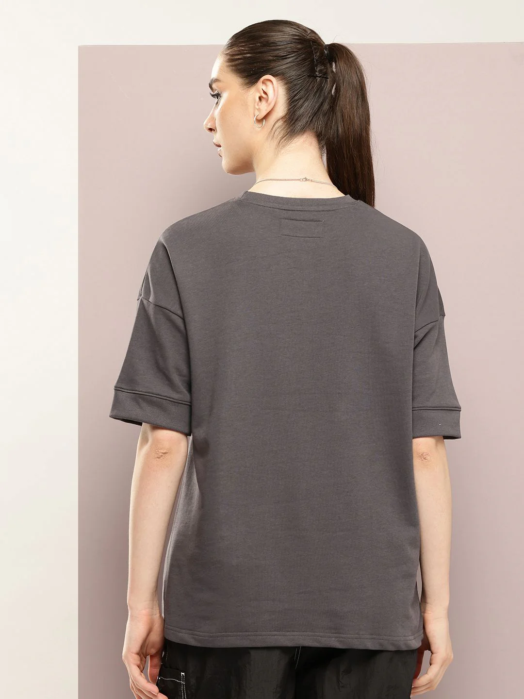 DILLINGER Women Oversized Drop Shoulder Ultra Soft Drapey Cotton Crew Neck T-Shirt - Image 5