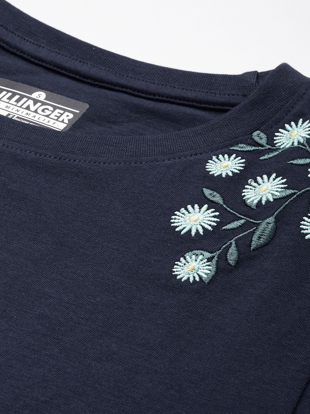 DILLINGER Women Regular Cropped Fit Embroidery Crew Neck Tshirt - Image 2