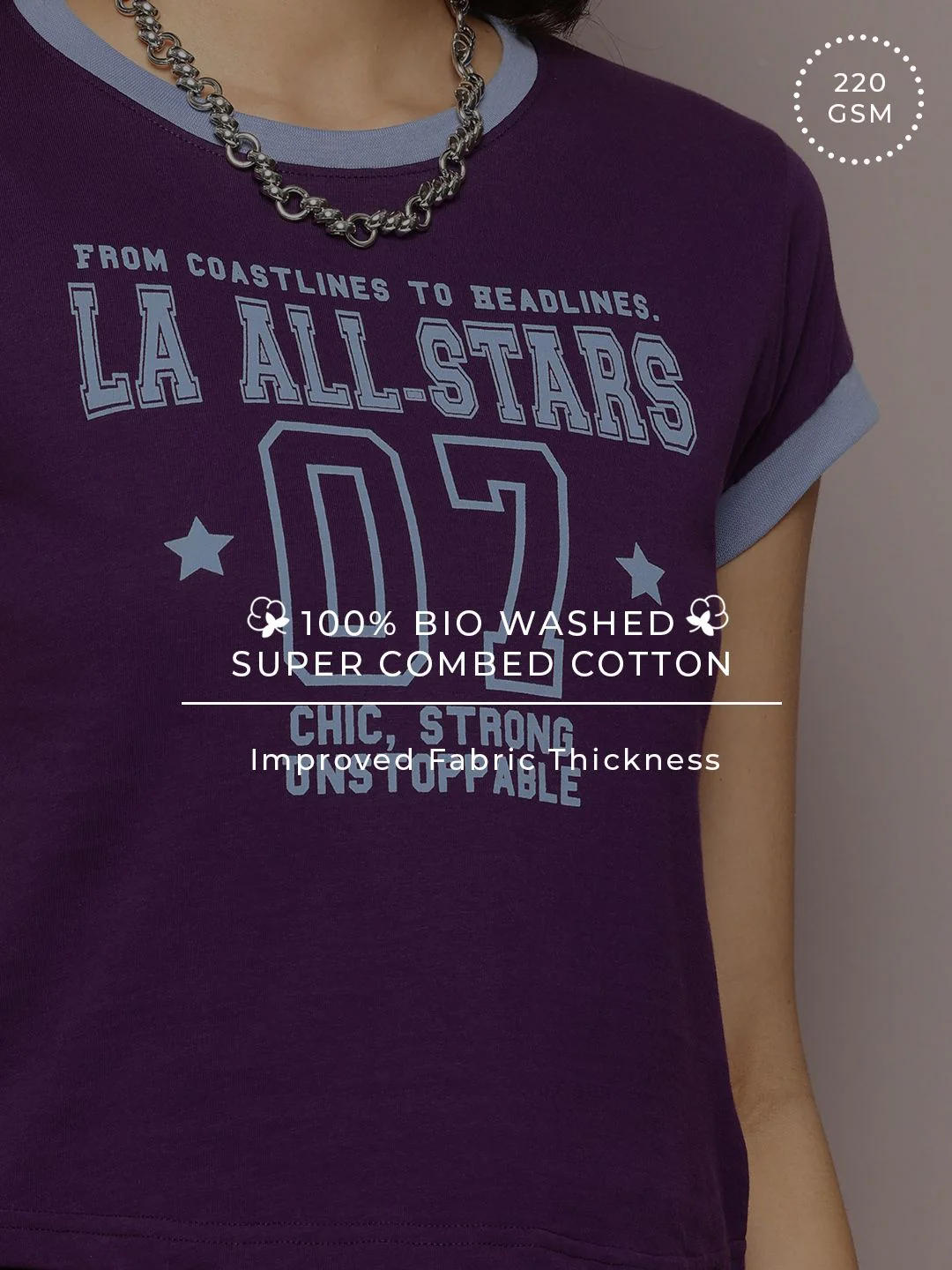 DILLINGER Women Regular Cropped Varsity Printed Tshirt - Image 6