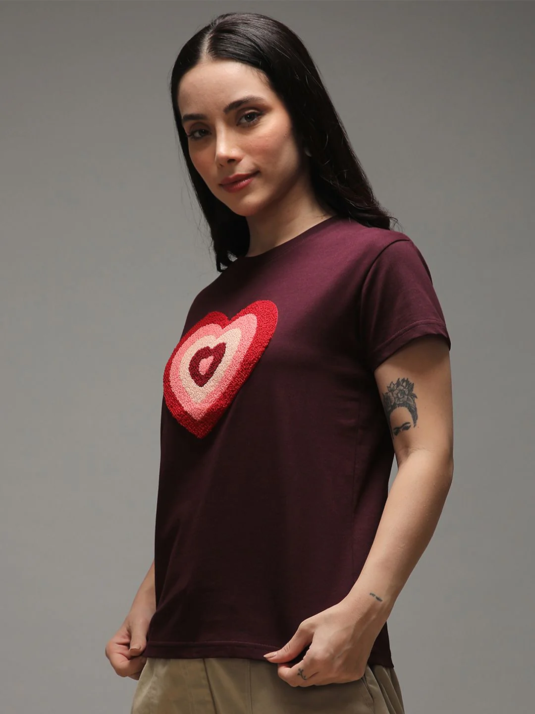 DILLINGER Women Regular Fit Crew Neck Puff Print Tshirt - Image 3