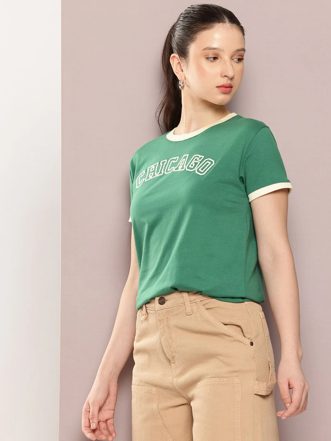DILLINGER Women Regular Fit Short Sleeve Embroidery Tshirt - Image 3