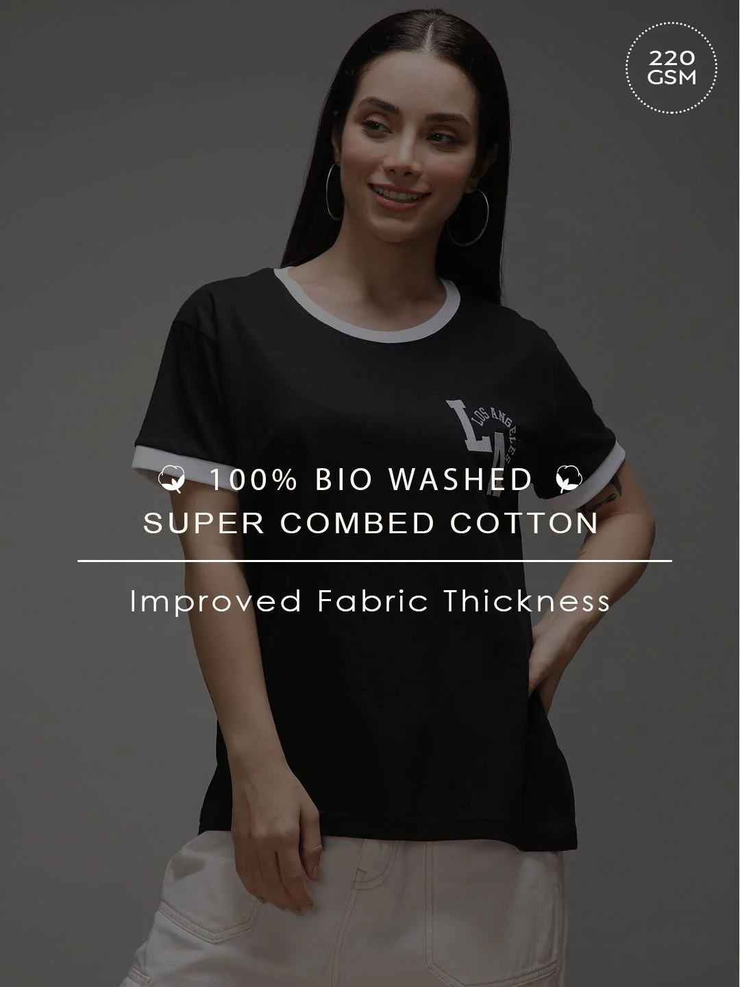 DILLINGER Women Short Sleeve Boxy Regular Varsity Embroidery Tshirt - Image 7