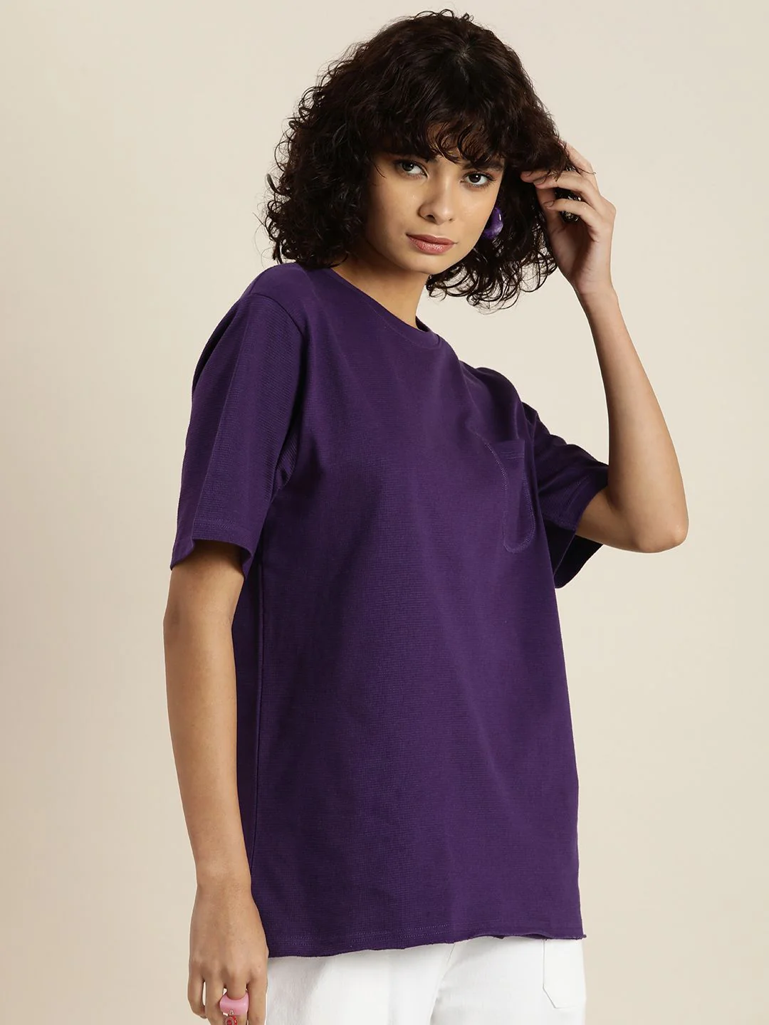 DILLINGER Womens Honeycomb Structure Oversized Tshirt - Image 3
