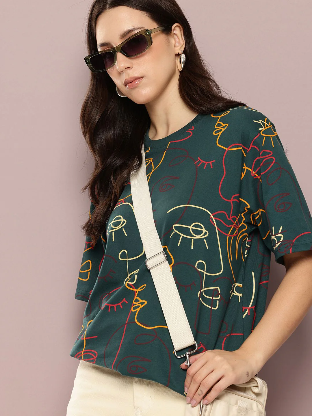 DILLINGER Women's Oversized Crew Neck Printed Tshirt