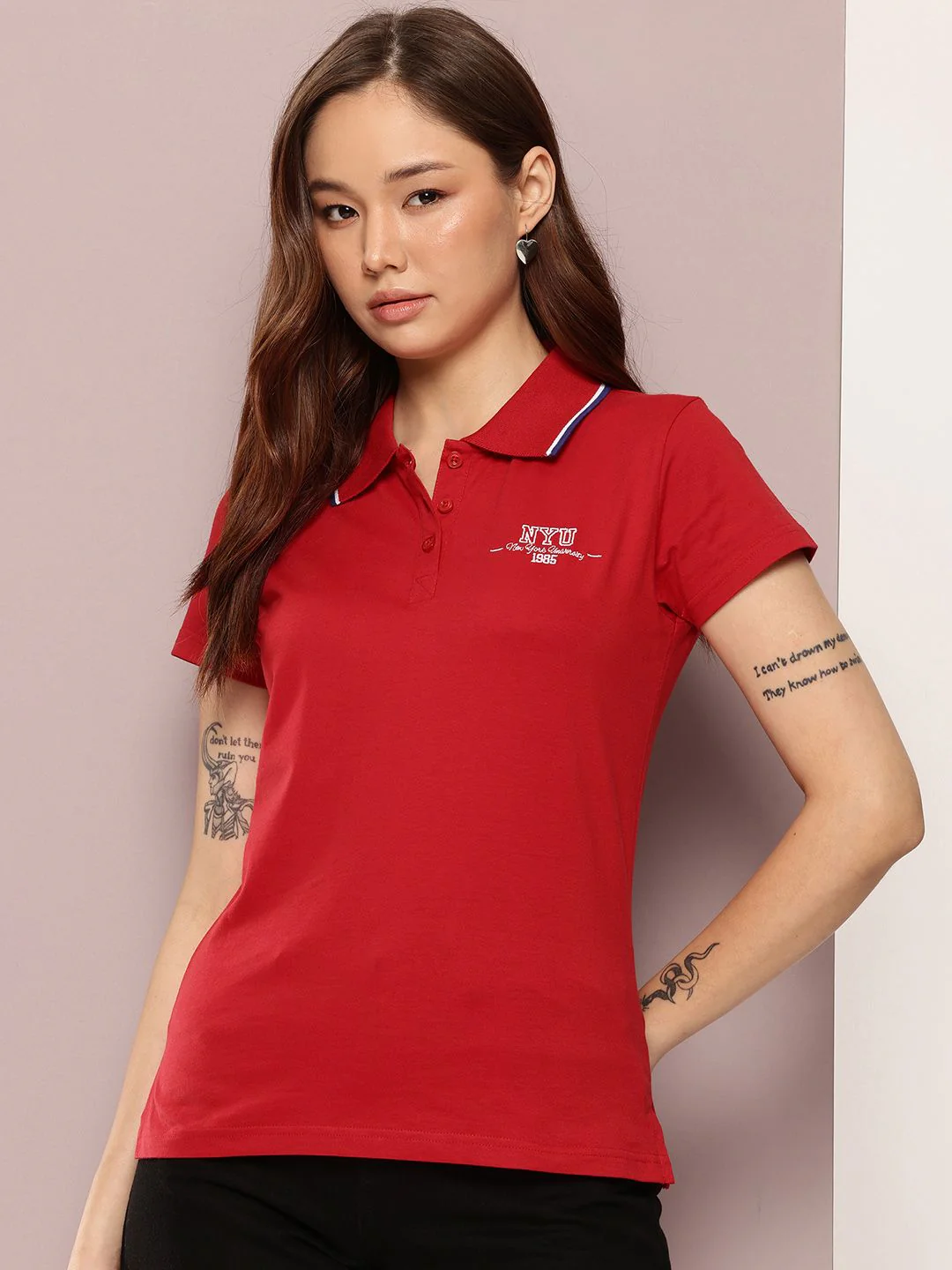 DILLINGER Women's Regular Fit Badge Embroidery Polo Tshirt - Image 3