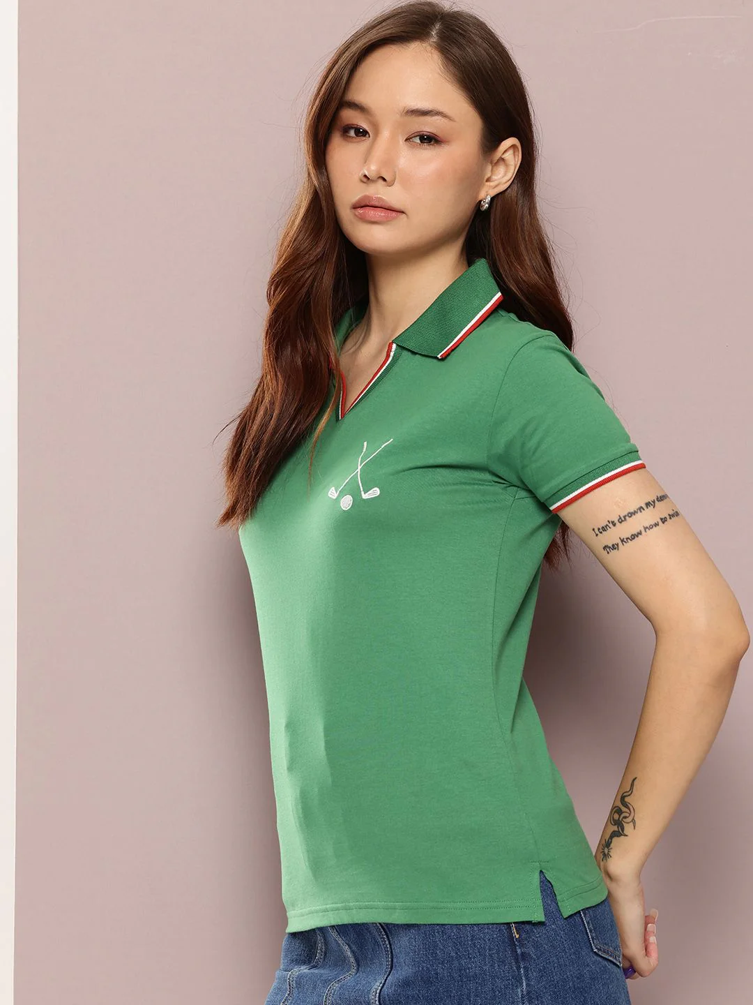 DILLINGER Women's Regular Fit Badge Embroidery Polo Tshirt - Image 3