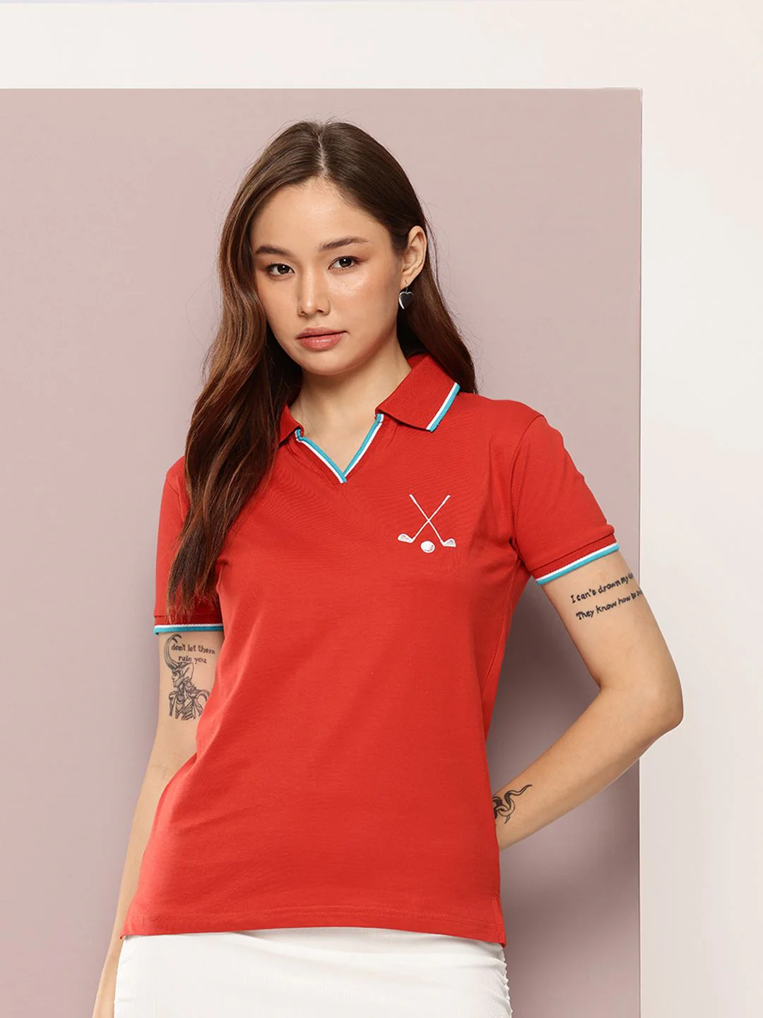 DILLINGER Women's Regular Fit Badge Embroidery Polo Tshirt - Image 3