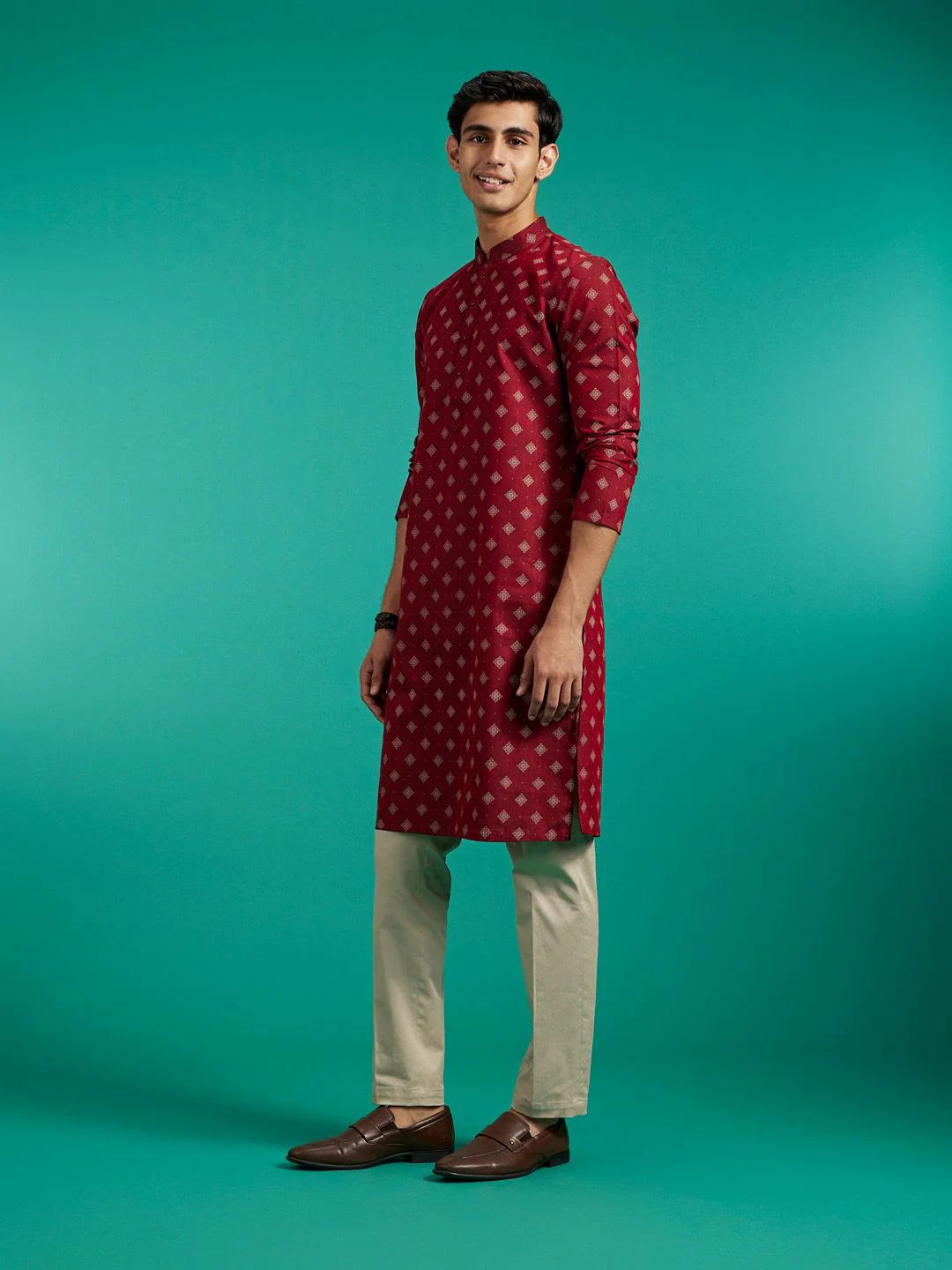 Diwas by Manyavar Ethnic Motifs Printed Mandarin Collar Neck Regular Pure Cotton Kurta - Image 3