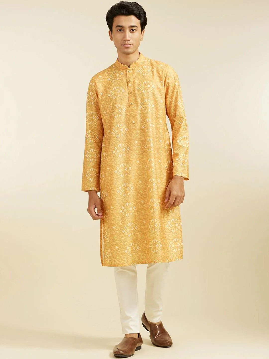 Diwas by Manyavar Ethnic Motifs Printed Mandarin Collar Straight Kurta