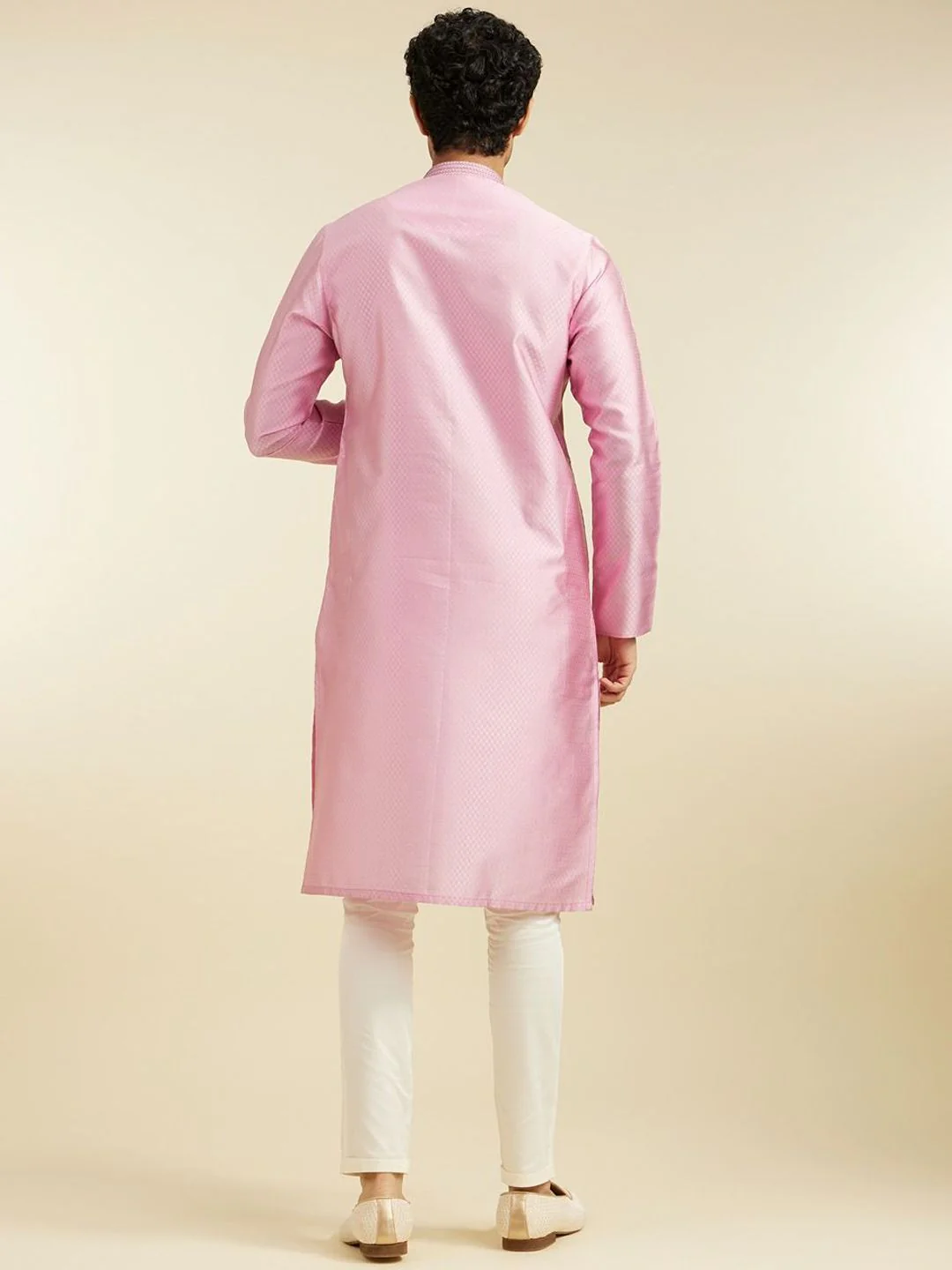 Diwas by Manyavar Ethnic Motifs Woven Design Sequinned Thread Work Art Silk Kurta - Image 5