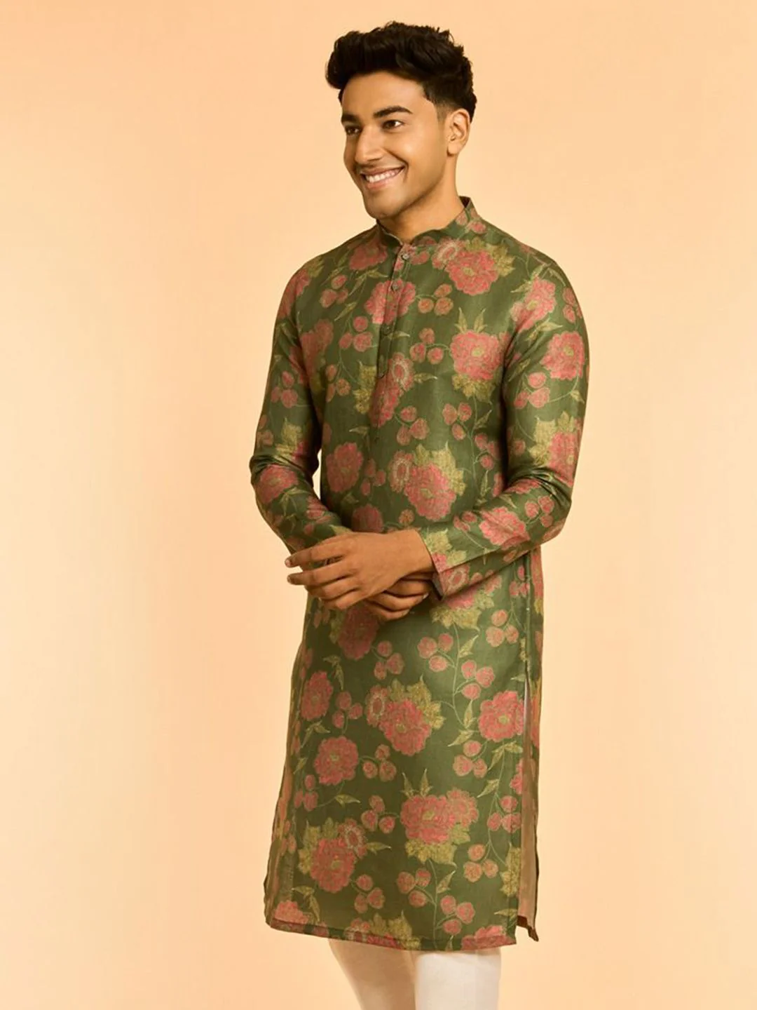 Diwas by Manyavar Men Floral Printed Kurta - Image 3