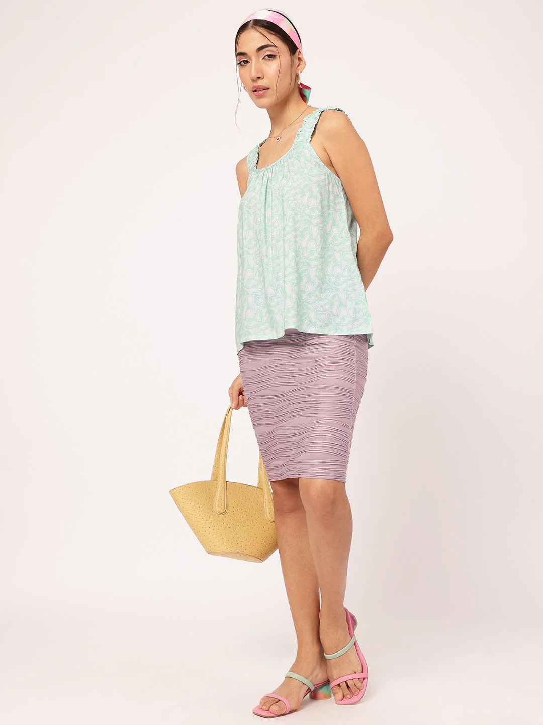 DressBerry Abstract Aesthetic Strappy Printed A-Line Top - Image 4