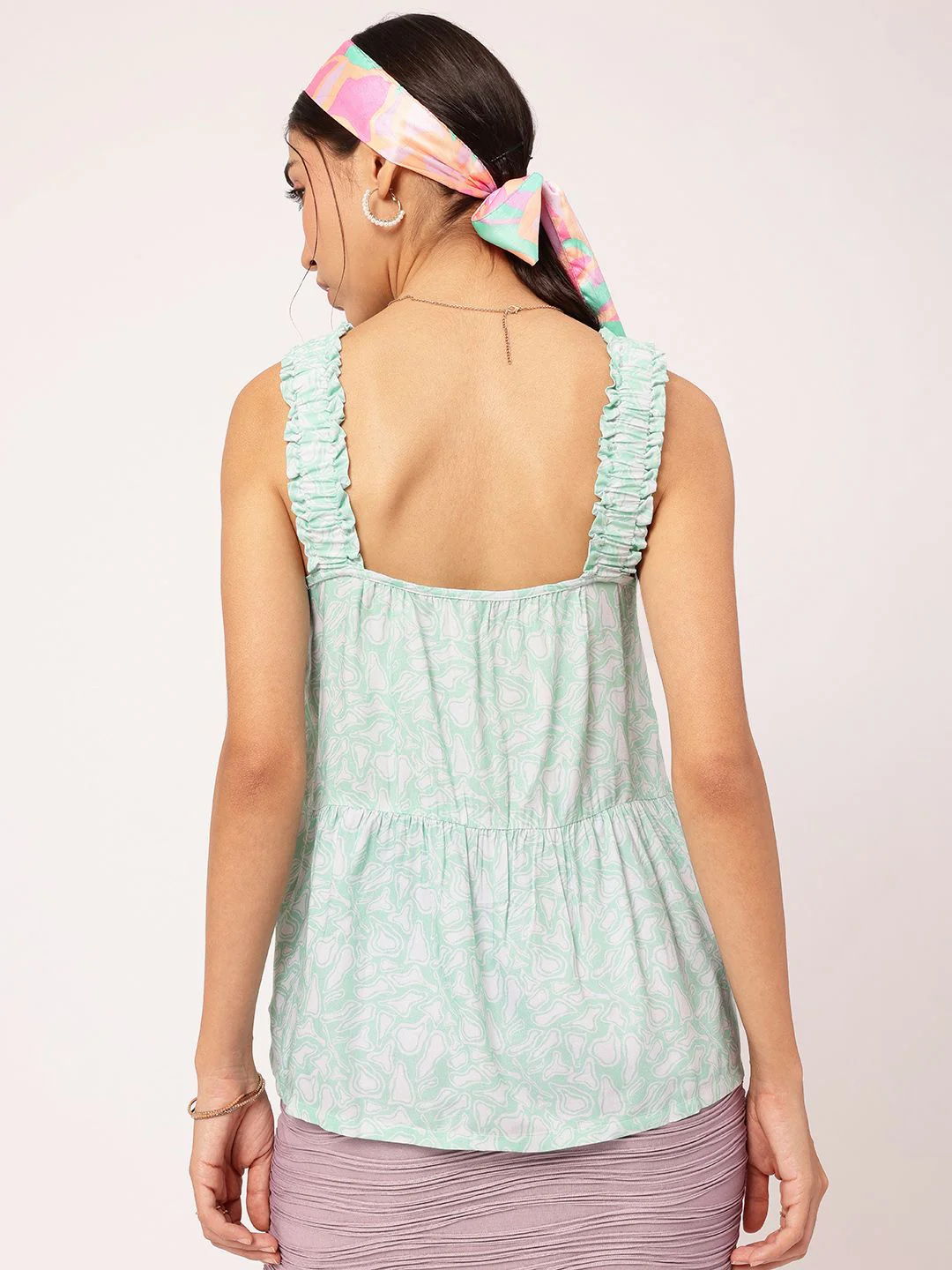 DressBerry Abstract Aesthetic Strappy Printed A-Line Top - Image 5