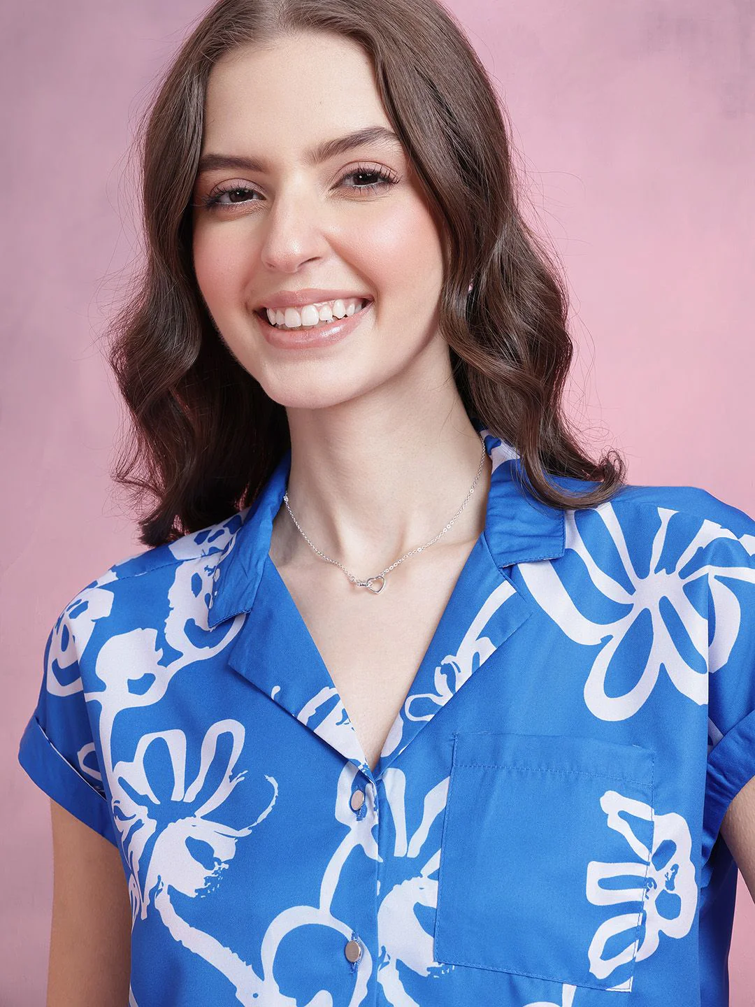 DressBerry Abstract Print Puff Sleeves Shirt Style Top - Image 2