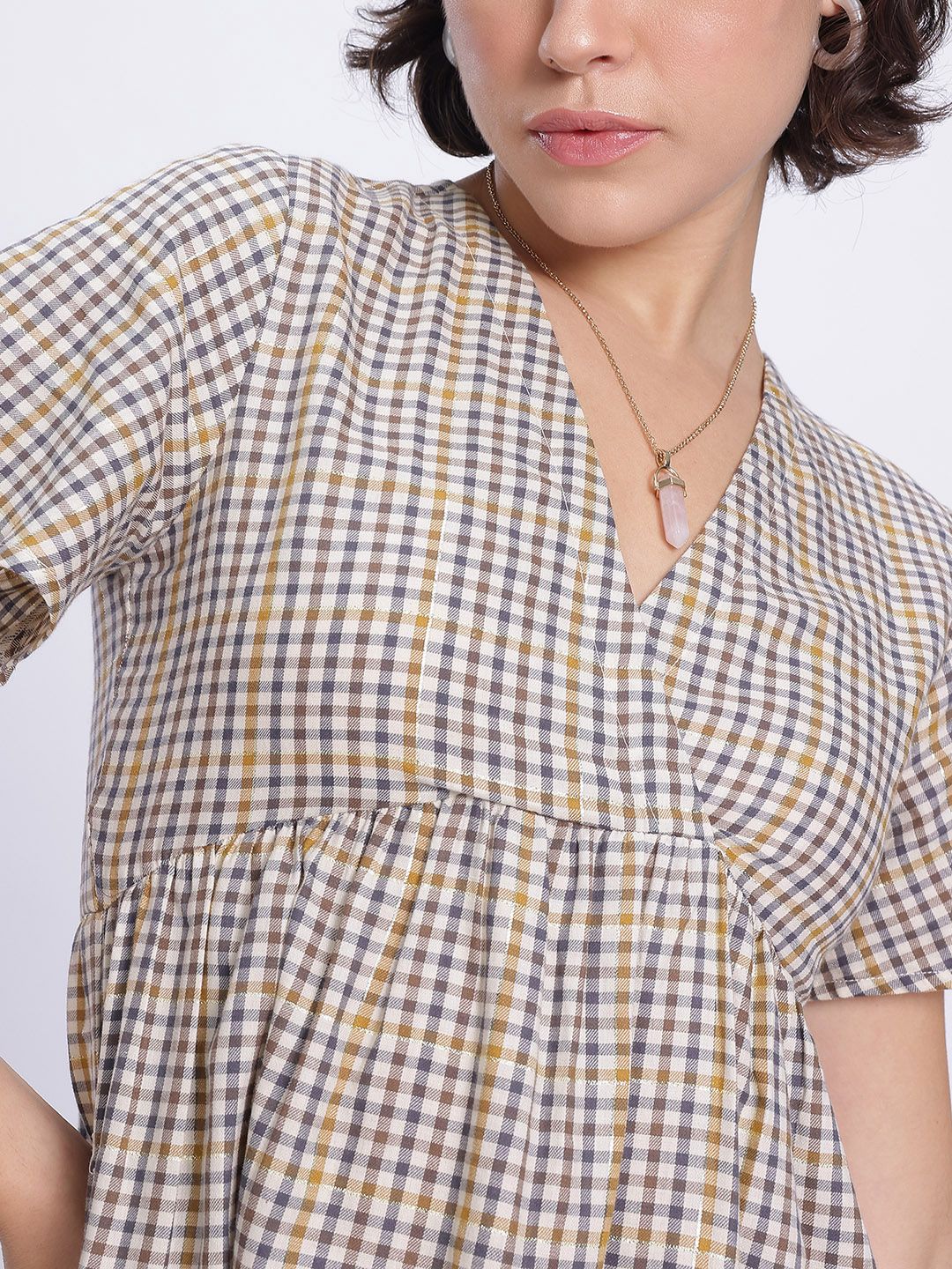DressBerry Academia Core Checked A-Line Mini Dress - Image 3