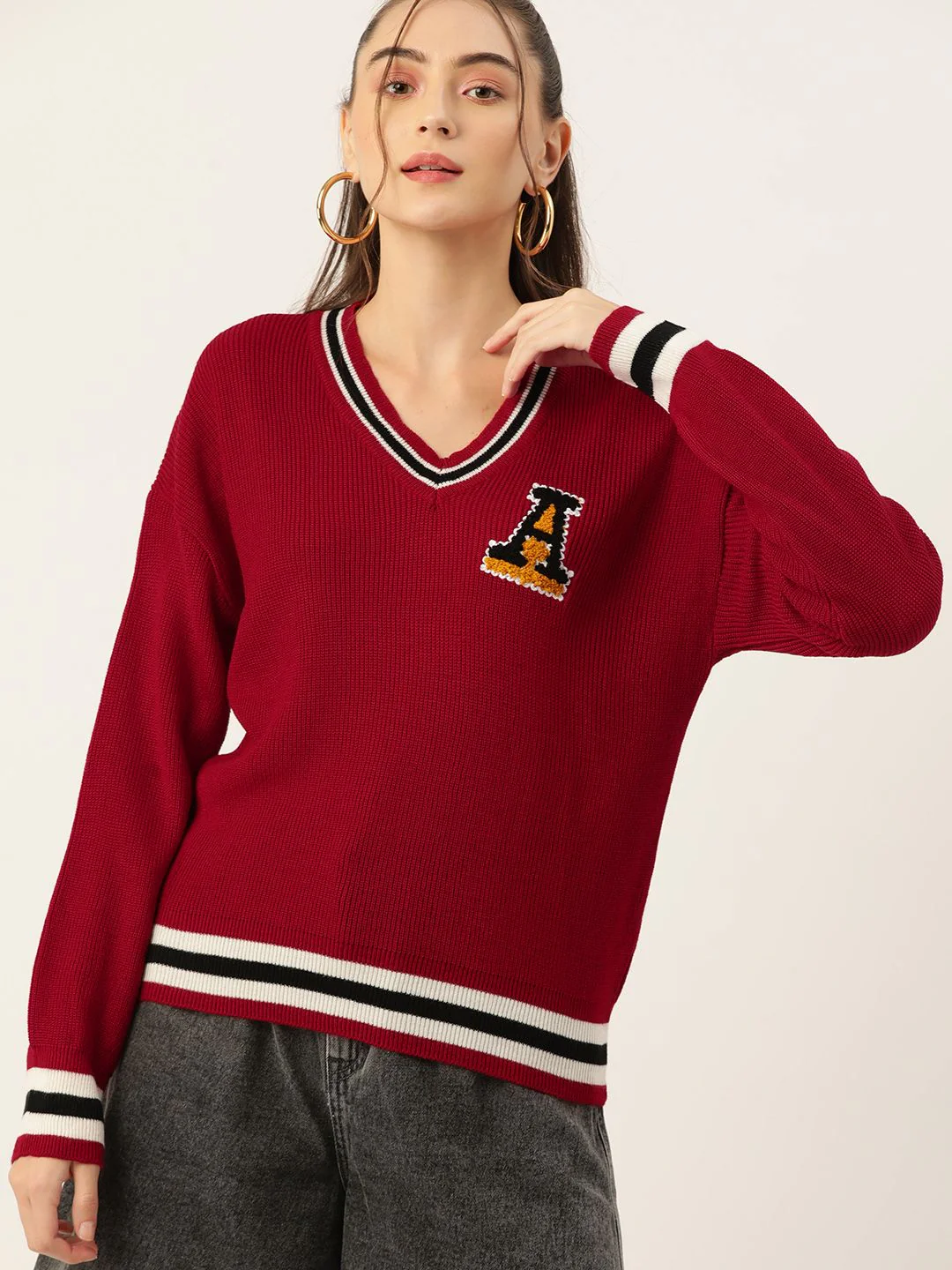 DressBerry Acrylic Ribbed Applique Pullover - Image 3