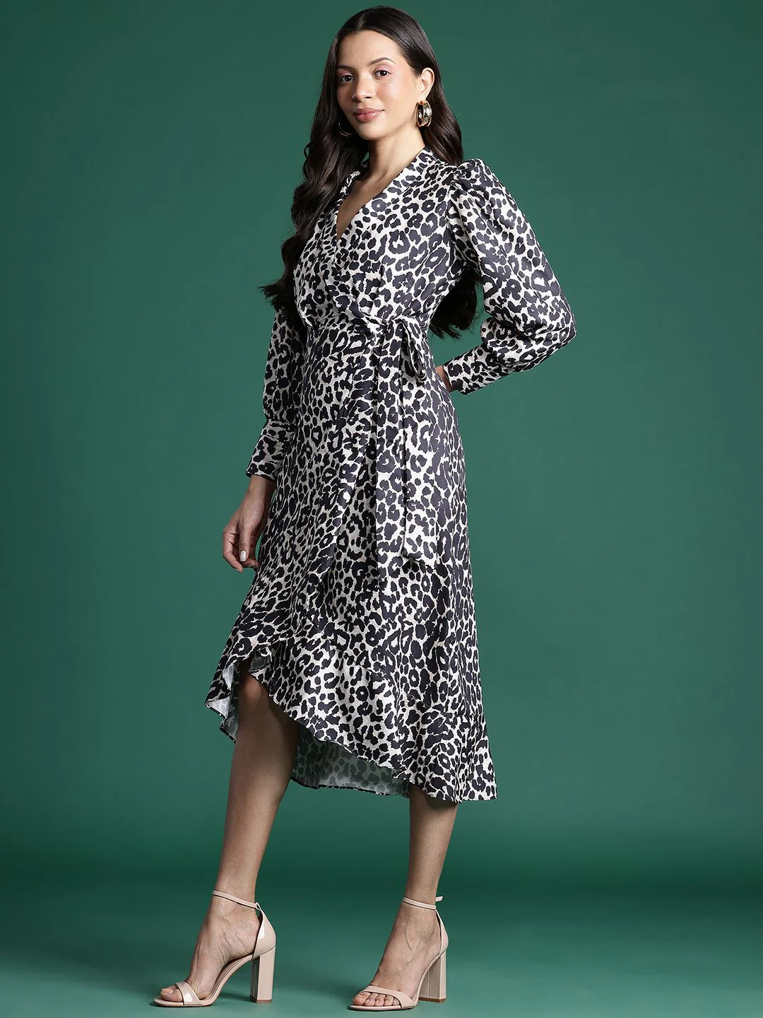 DressBerry Animal Print Midi Wrap Dress - Image 3