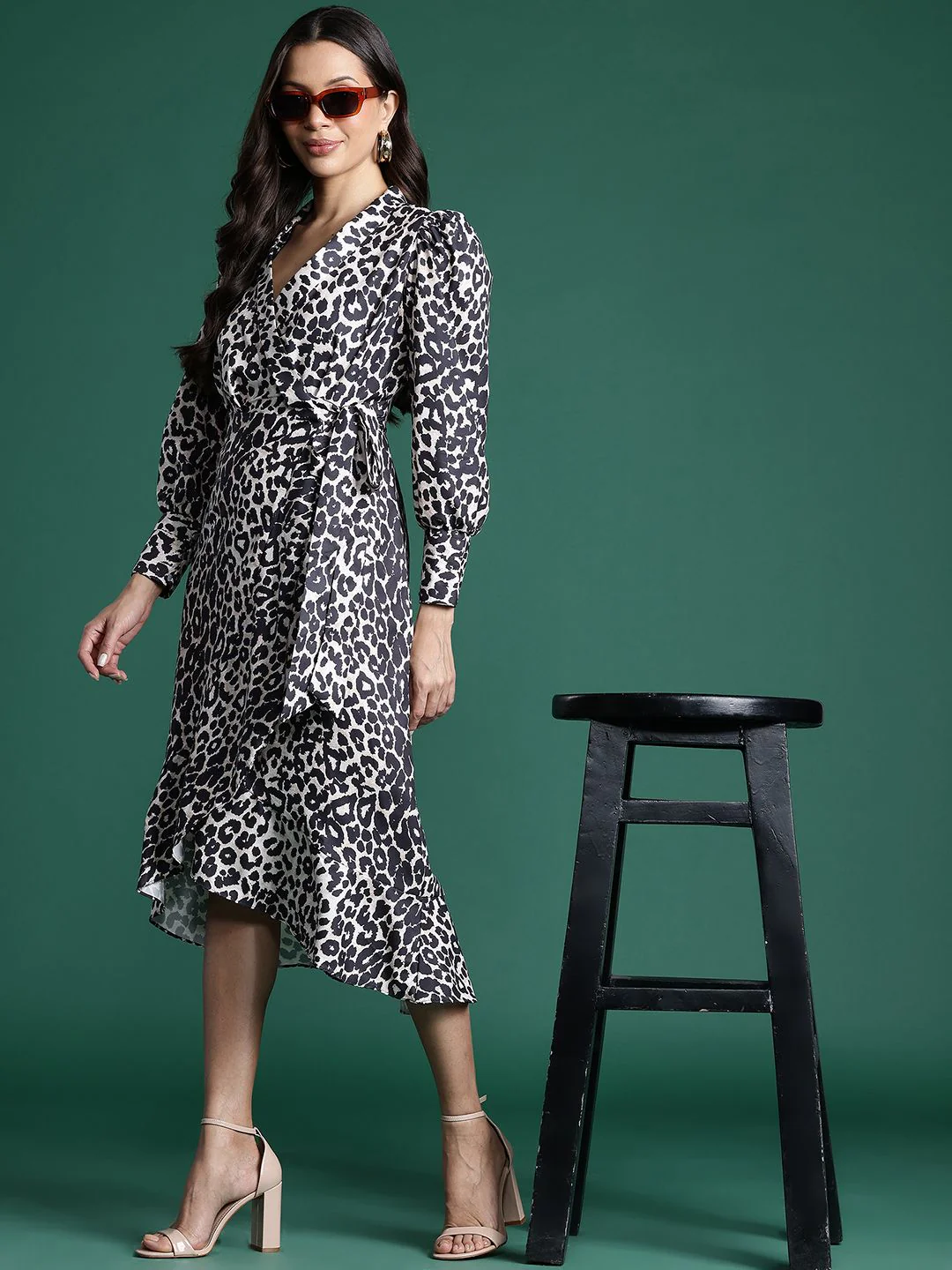DressBerry Animal Print Midi Wrap Dress - Image 4