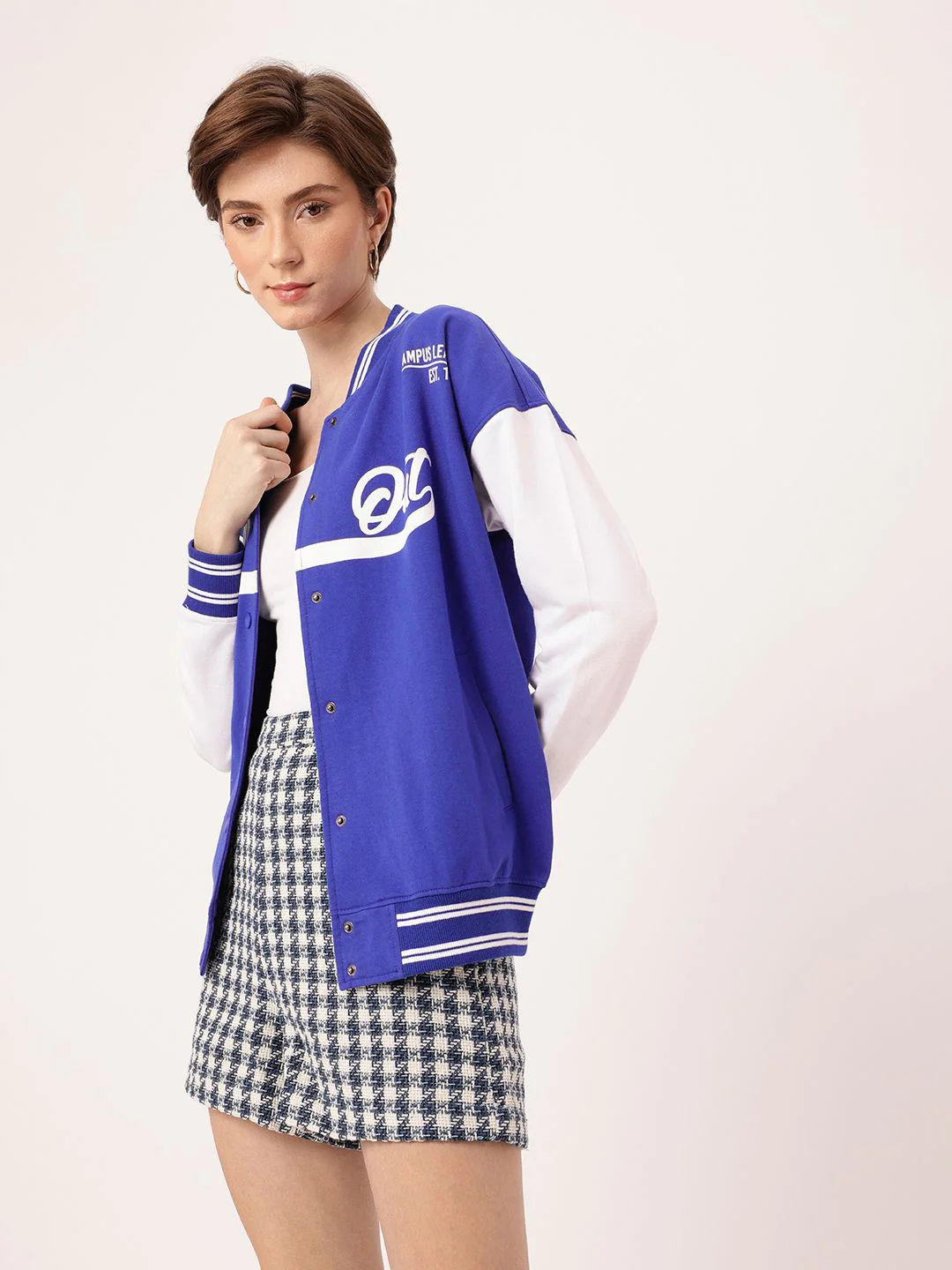 DressBerry Athletic Edge Printed Relaxed Fit Varsity Jacket - Image 2