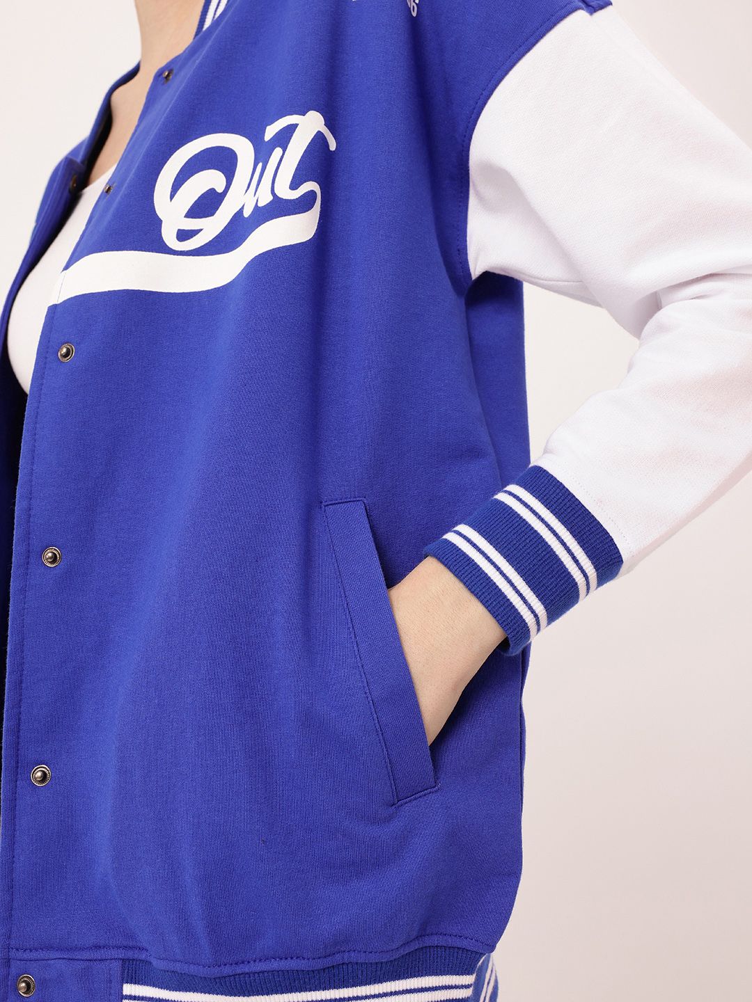 DressBerry Athletic Edge Printed Relaxed Fit Varsity Jacket - Image 7