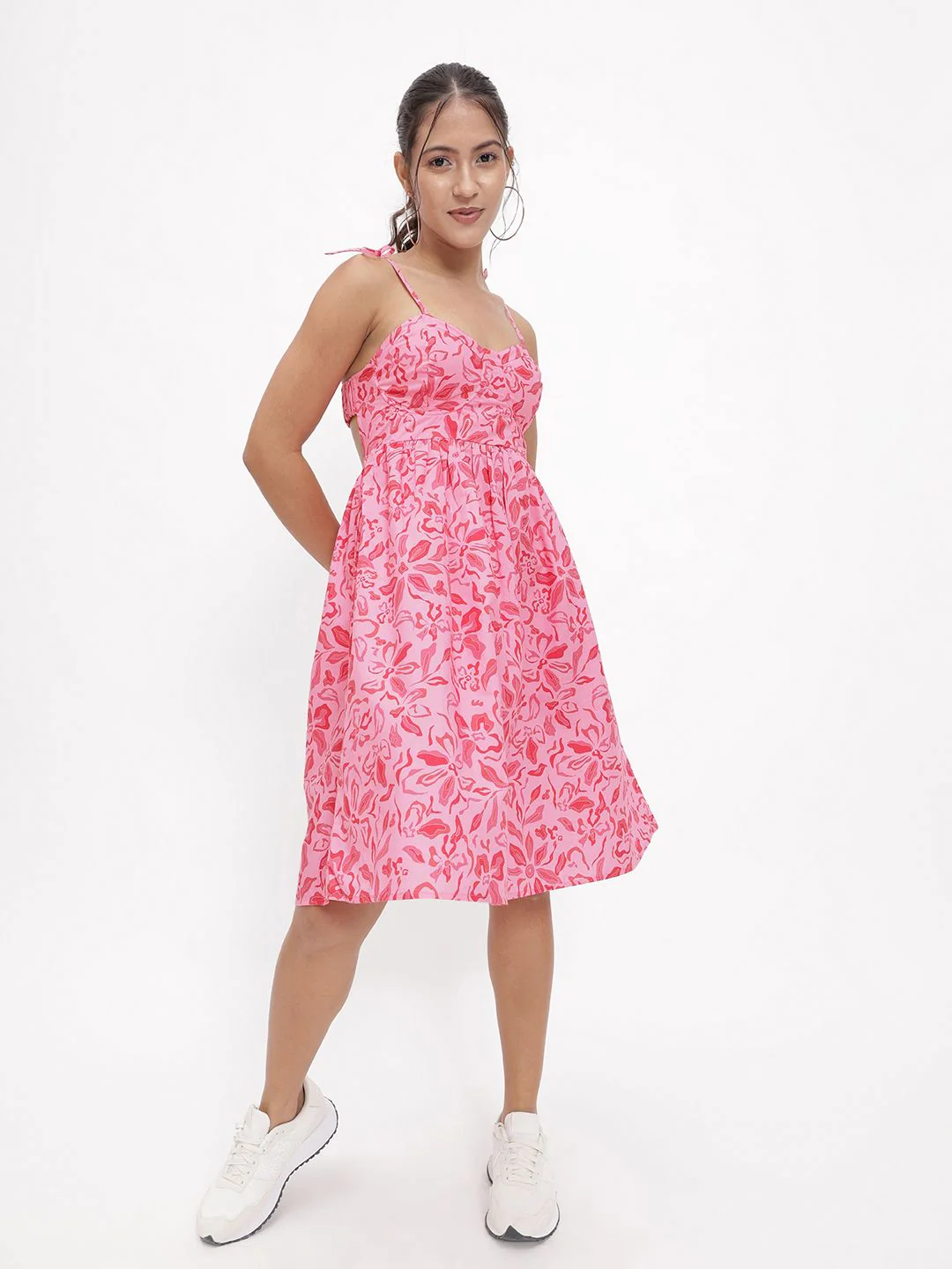 DressBerry Barbiecore Floral Fantasy Strappy Knee Length Dress - Image 2
