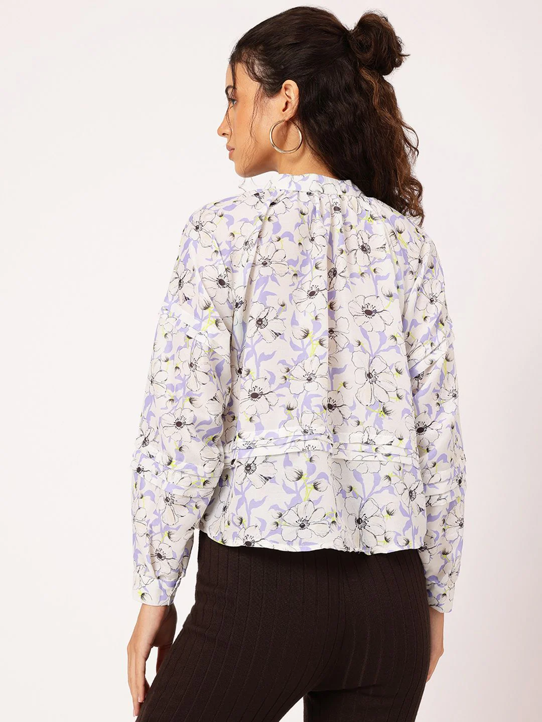 DressBerry Blooming Brilliant Floral Print Pleated Shirt Style Top - Image 4