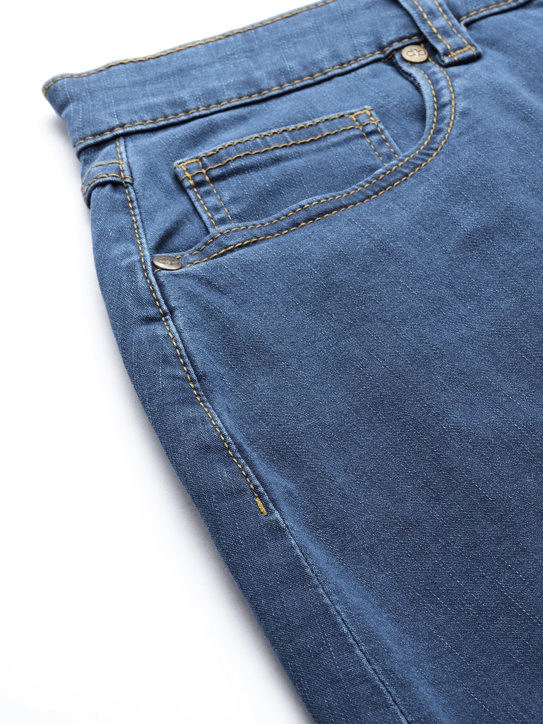 DressBerry Blue Solid Casual Denim Straight Skirt - Image 6