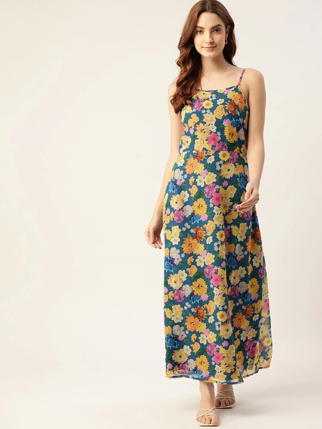 DressBerry Blue & Yellow Floral Maxi Dress - Image 3