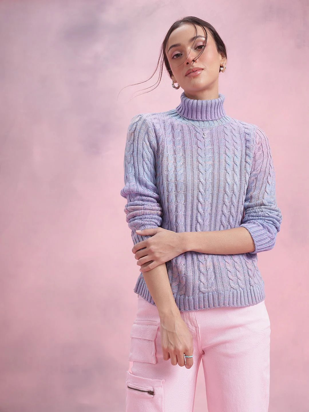 DressBerry Cable Knit Turtle Neck Pullover - Image 3