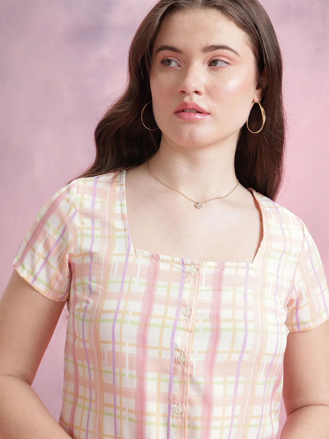 DressBerry Checked Tie-Up Neck Shirt Dress - Image 2
