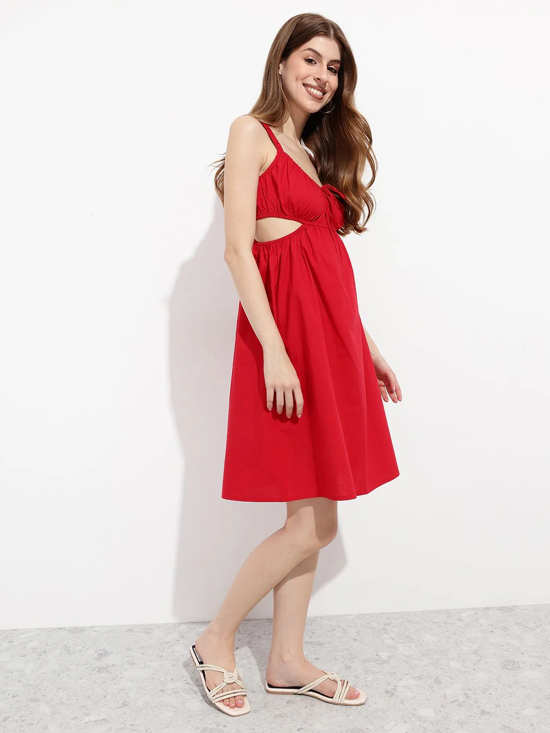DressBerry Cherry Red Cut-Out Craze A-Line Dress - Image 2