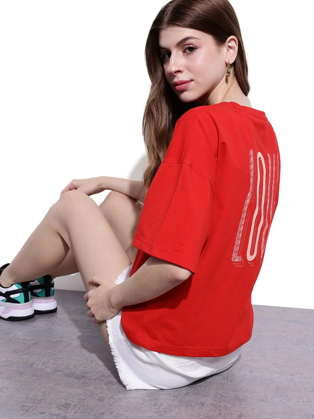 DressBerry Cherry Red Hearts Scribble Oversized T-shirt - Image 4