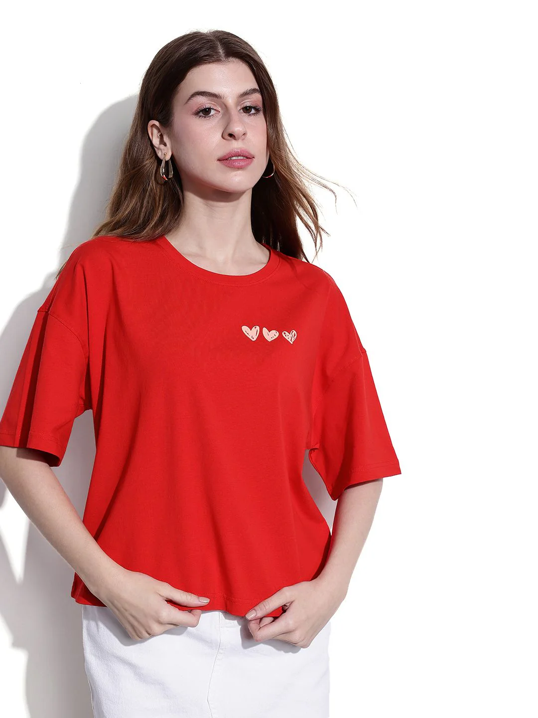 DressBerry Cherry Red Hearts Scribble Oversized T-shirt - Image 5