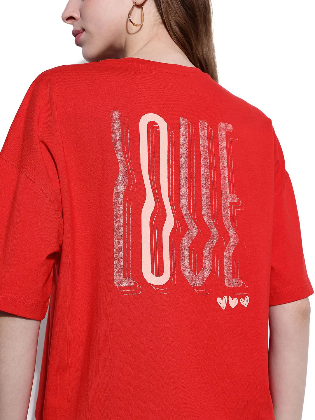 DressBerry Cherry Red Hearts Scribble Oversized T-shirt - Image 6