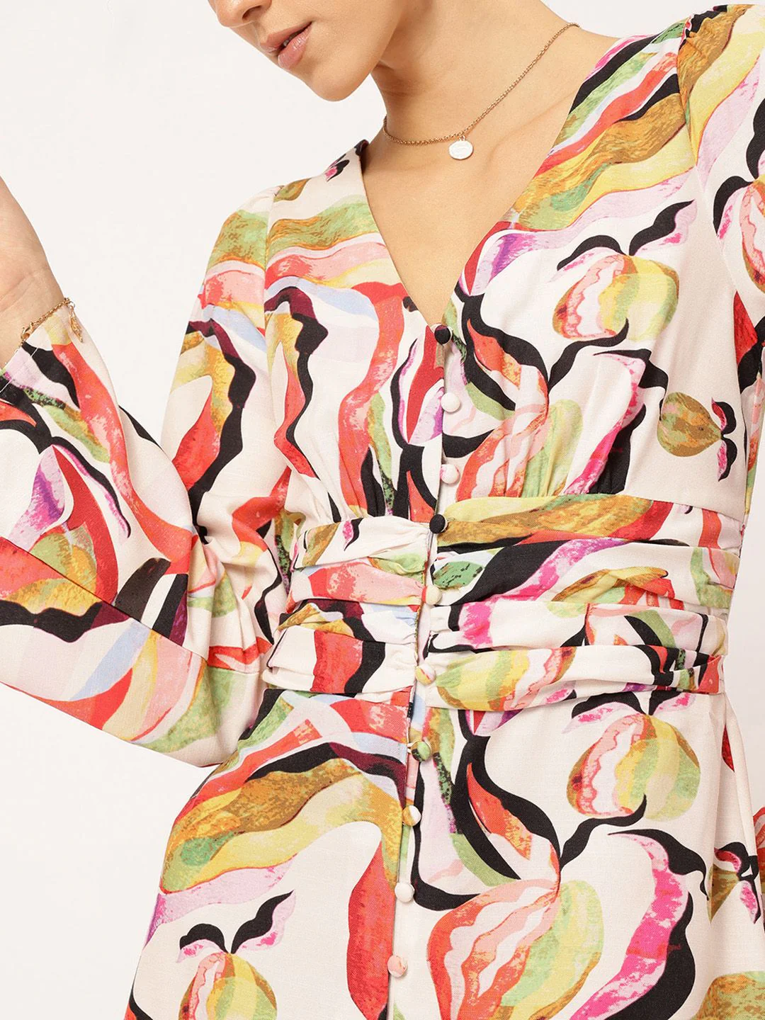 DressBerry Chromatic Chaos Pleated Smocked Mini Dress - Image 3